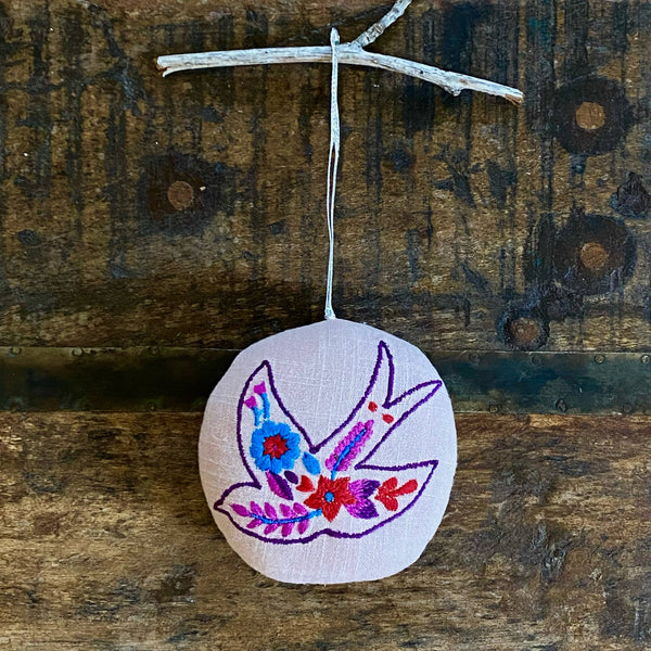 Joyful Bird Embroidered Ornament