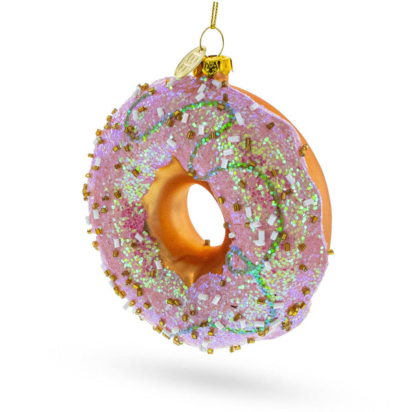 Pink Glazed Doughnut Glass Ornament