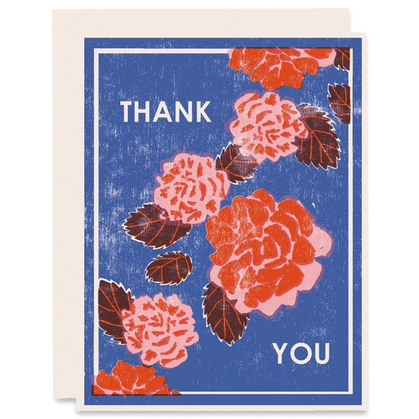 Red Peonies Thank You Notecard Set