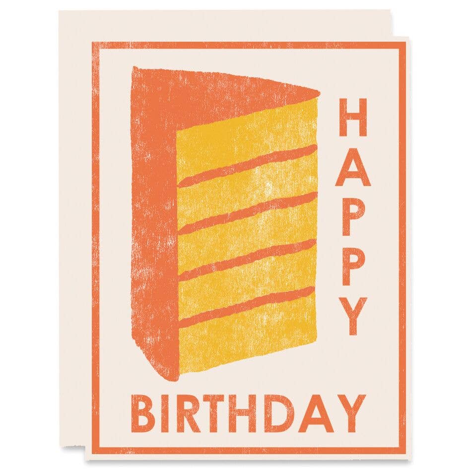 Yellow Cake Happy Birthday Greeting Card