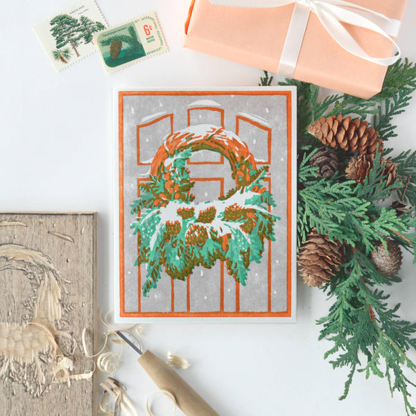 Snowy Wreath Greeting Card