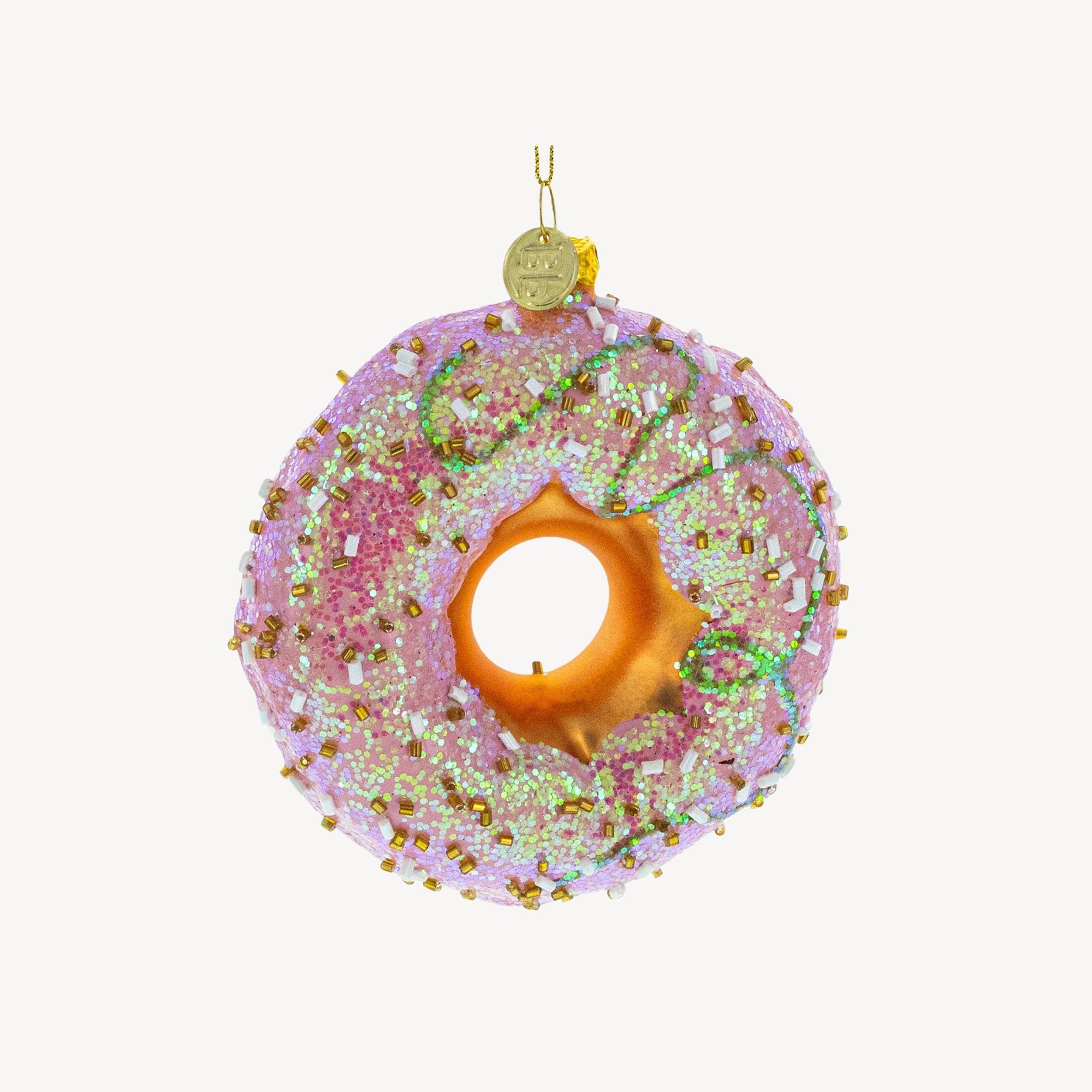 Pink Glazed Doughnut Glass Ornament