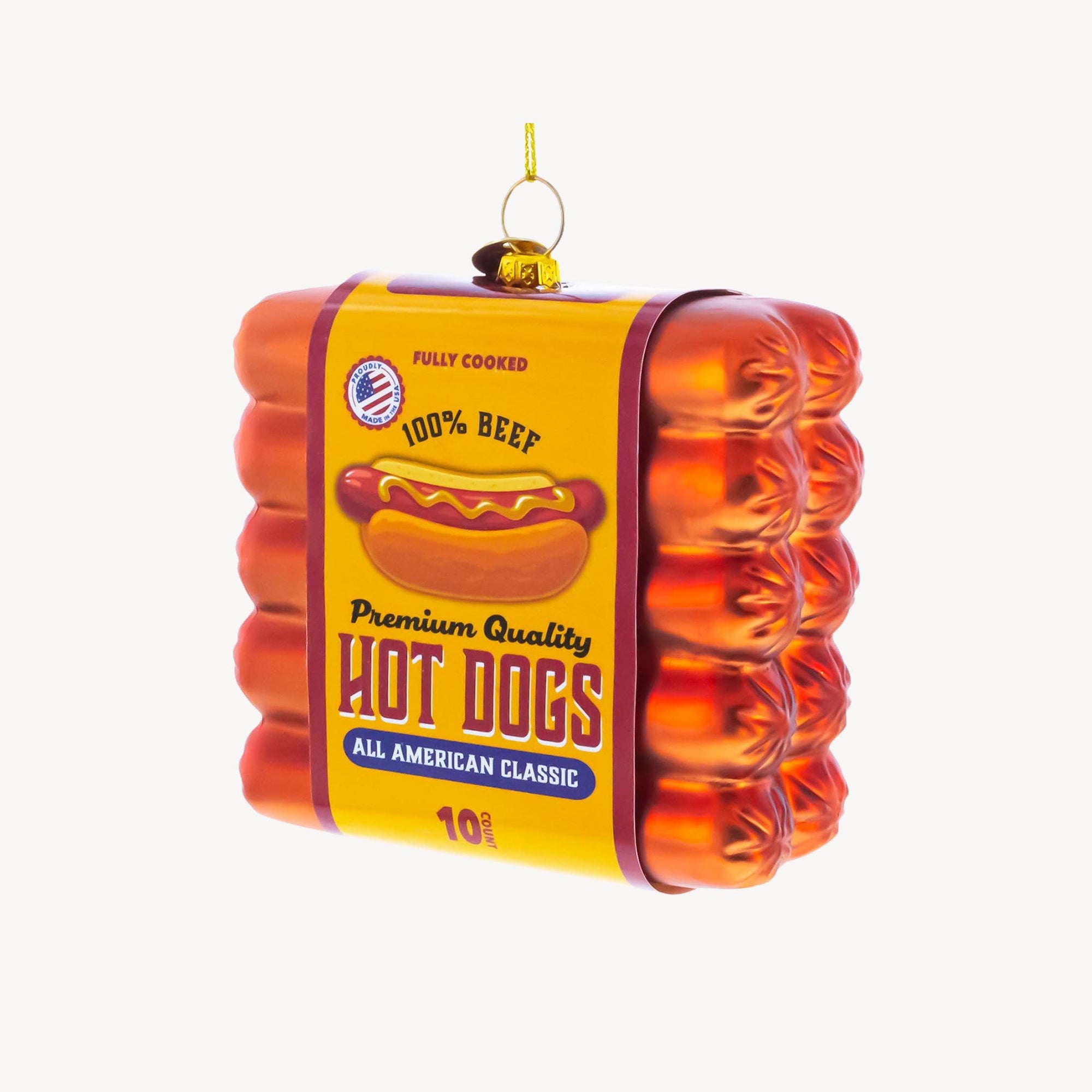 Hot Dogs Glass Ornament