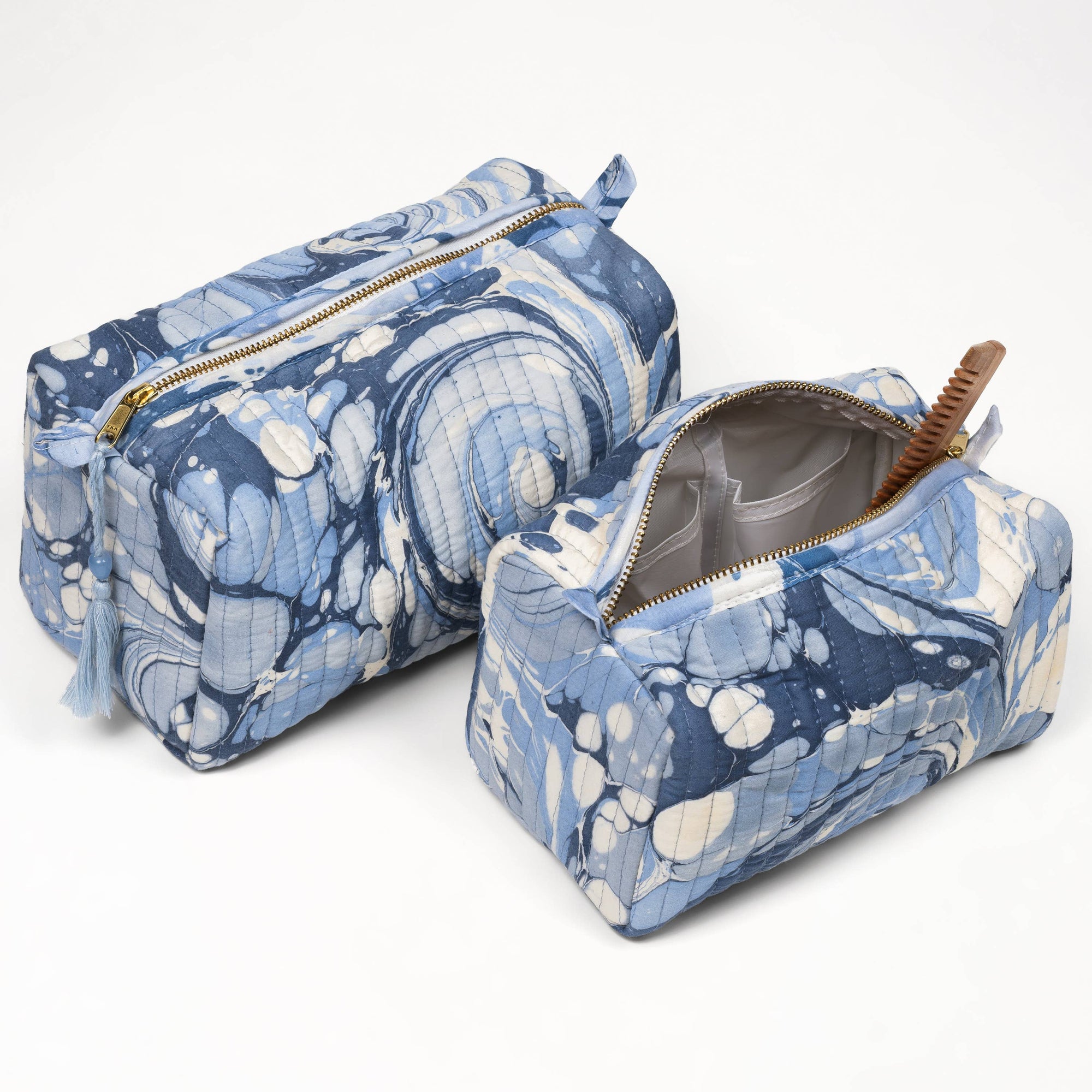 Ocean Wave Hand-Marbled Cosmetic Bag - RIDER