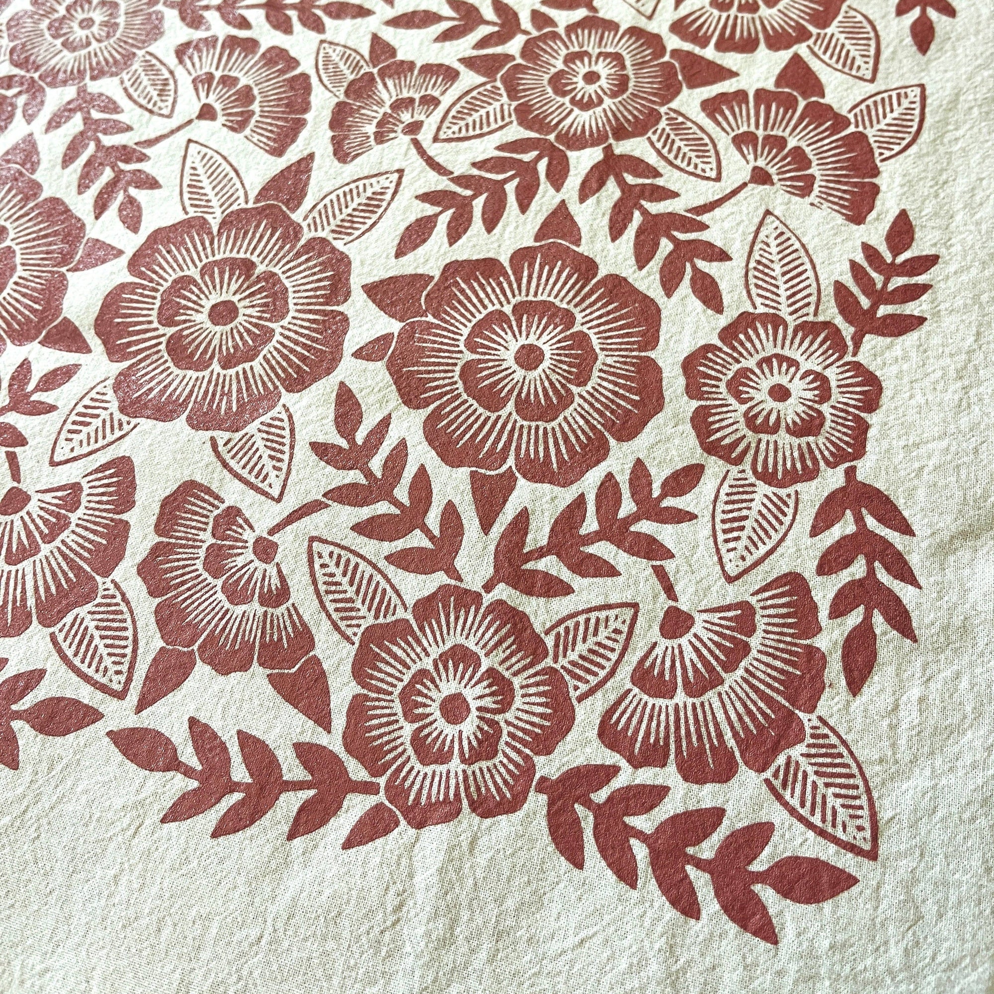 Red Clay Floral Tea Towel