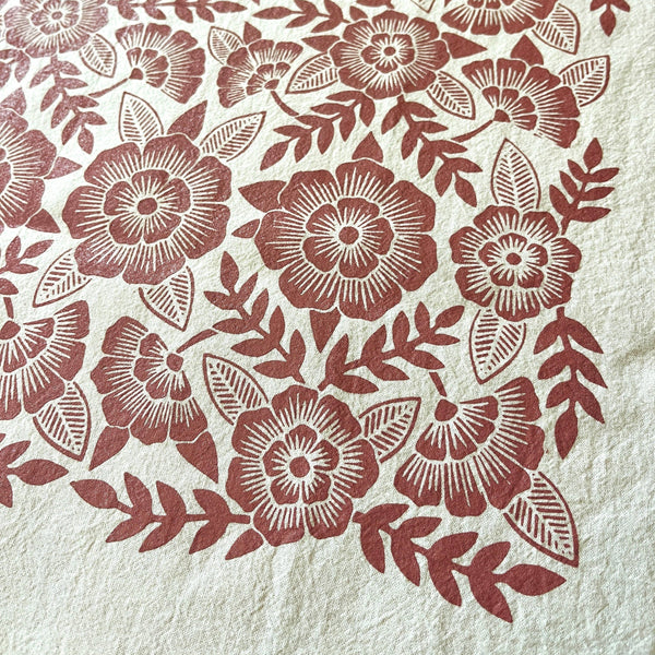 Red Clay Floral Tea Towel