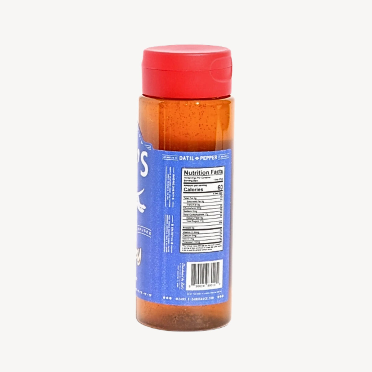 A bottle of Oatley's Hot Pepper Seasoning, showing the blue label and nutrition facts on a light gray background.