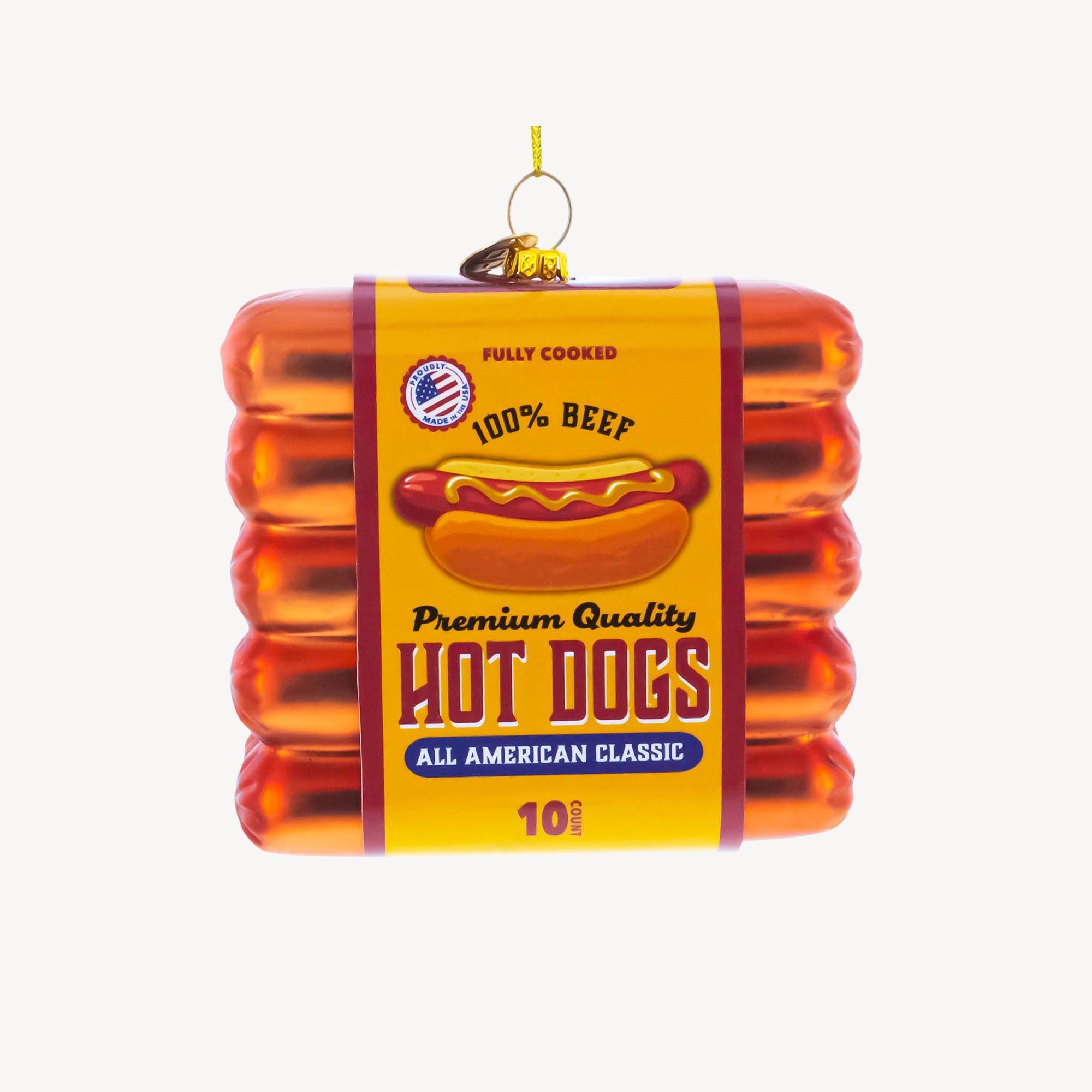Hot Dogs Glass Ornament