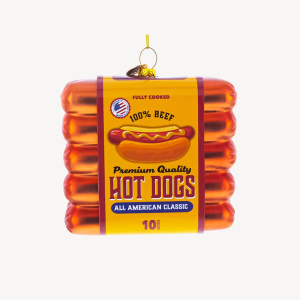 Hot Dogs Glass Ornament