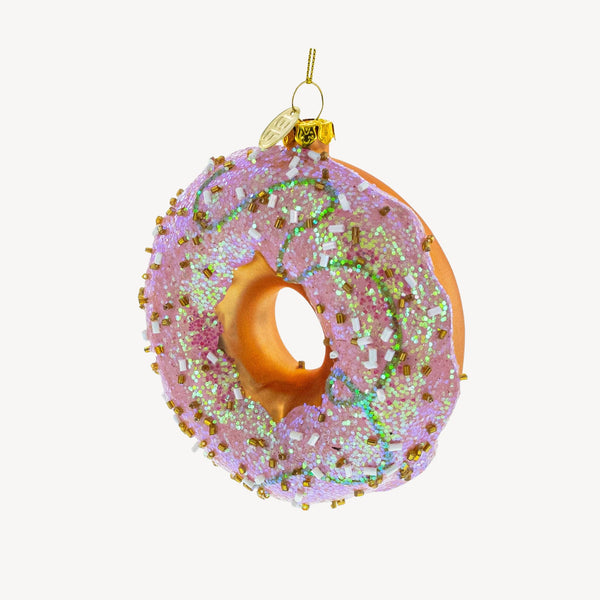 Pink Glazed Doughnut Glass Ornament
