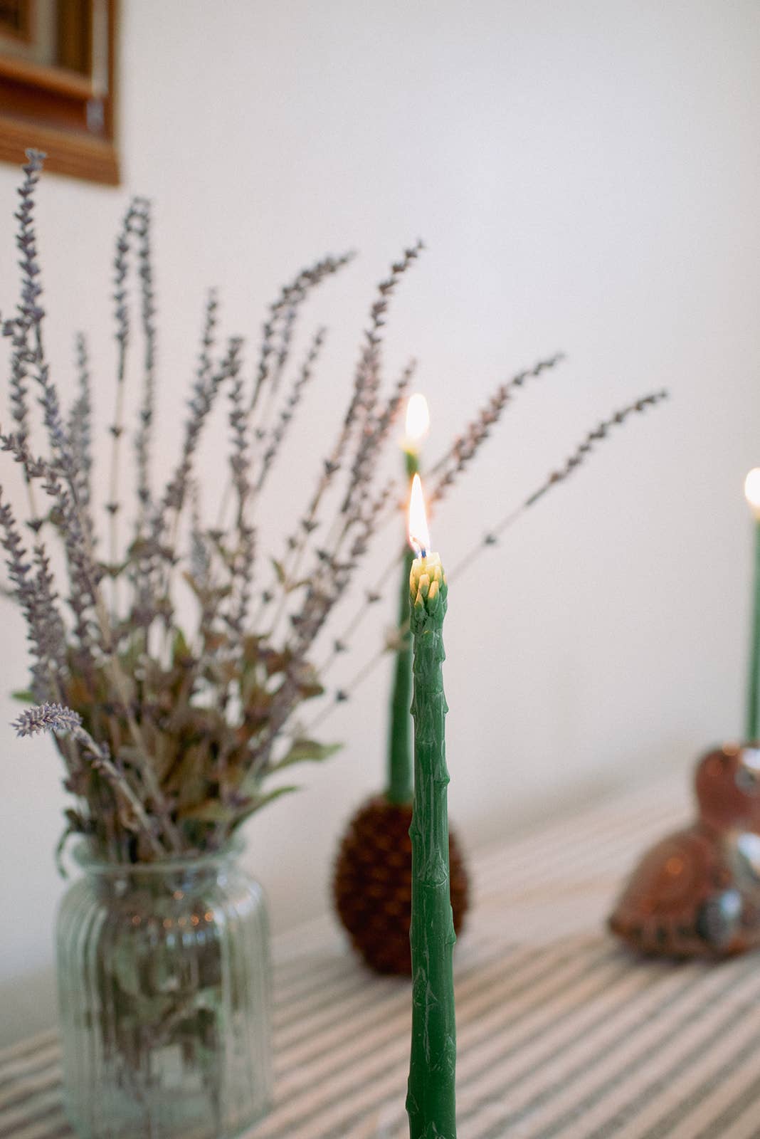 Beeswax Asparagus Taper Candle Pair