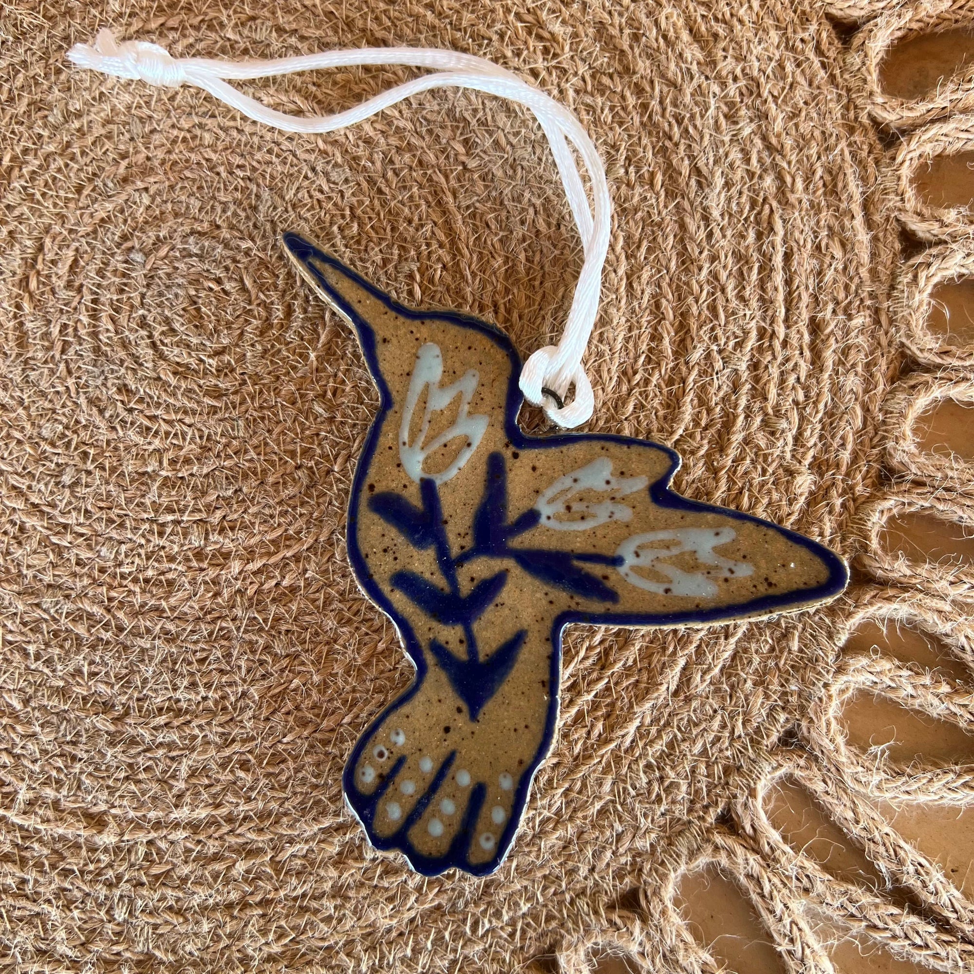 Floral Hummingbird Ceramic Ornament