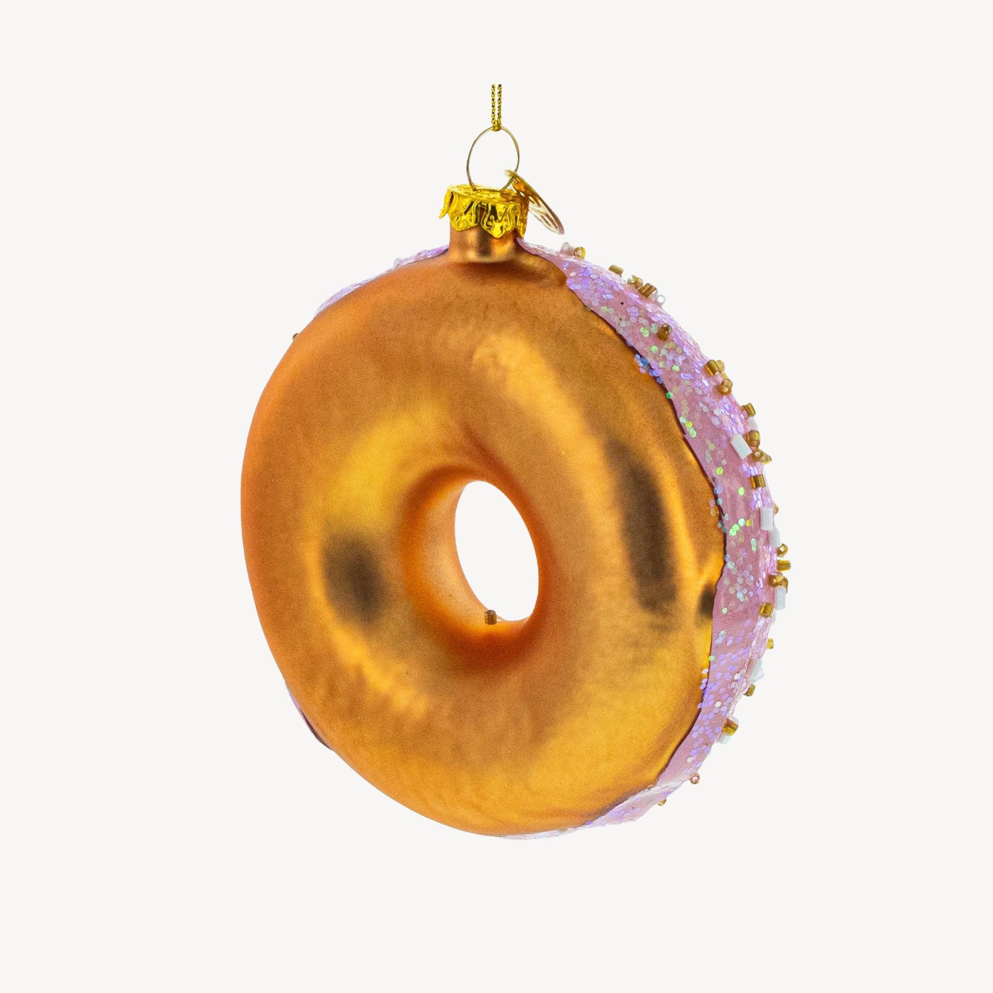Pink Glazed Doughnut Glass Ornament