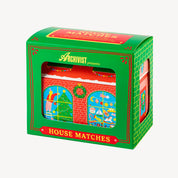 Box of 'House Matches' by Archivist with colorful illustrations on a white background