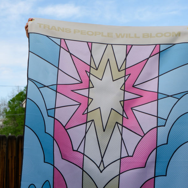 Trans People Will Bloom Flag