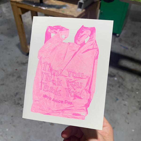 Pink Thank You Bag Greeting Card - RIDER