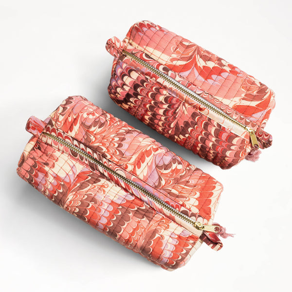 Florentine Pink Hand-Marbled Cosmetic Bag - RIDER