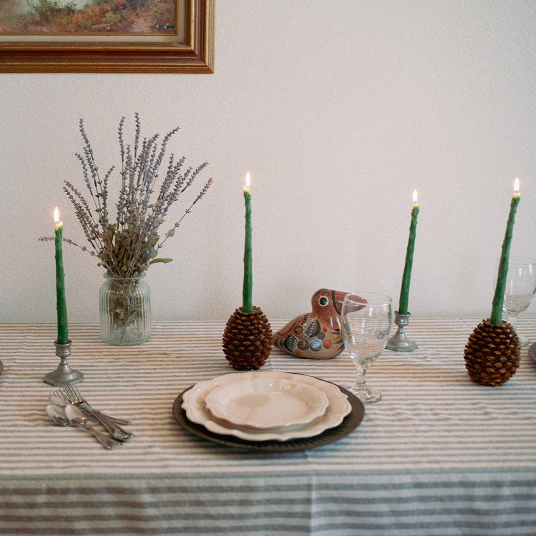 Beeswax Asparagus Taper Candle Pair