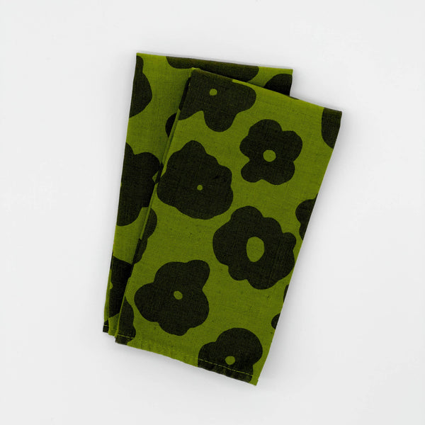 Celeste Napkin Set - Moss & Faded Black