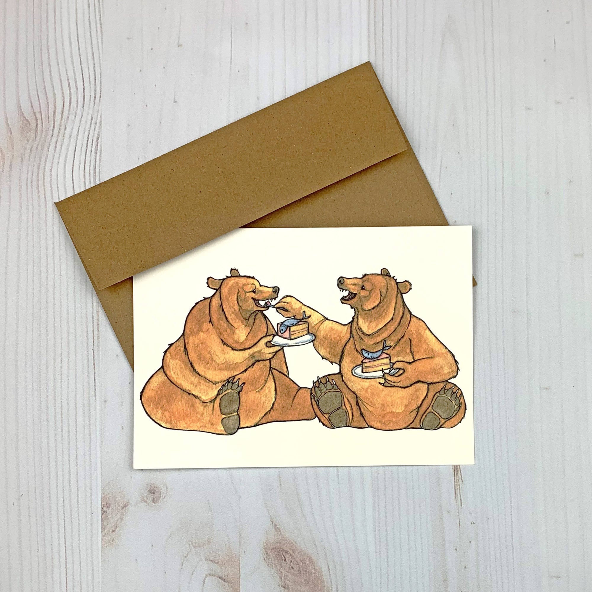 Grizzlies Eating Cake Greeting Card