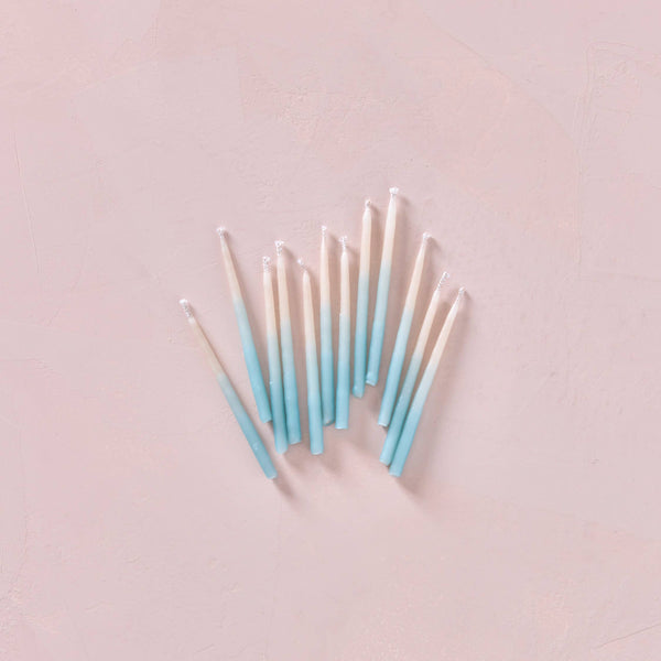 Aqua Ombre Beeswax Birthday Candles