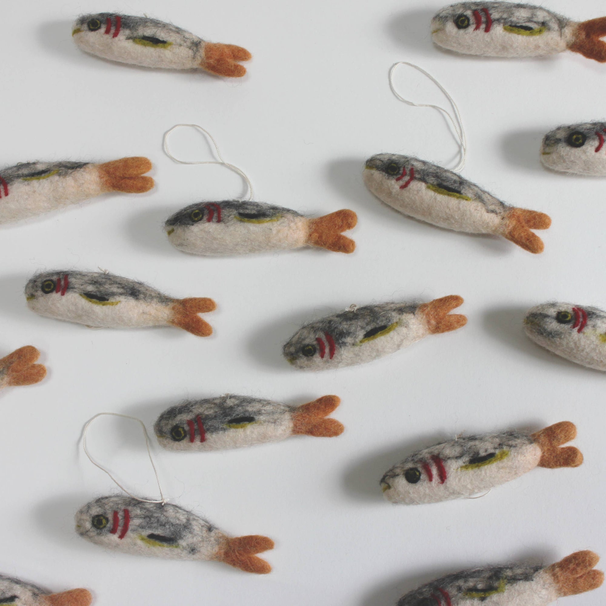 Felted Wool Sardine Ornament Set