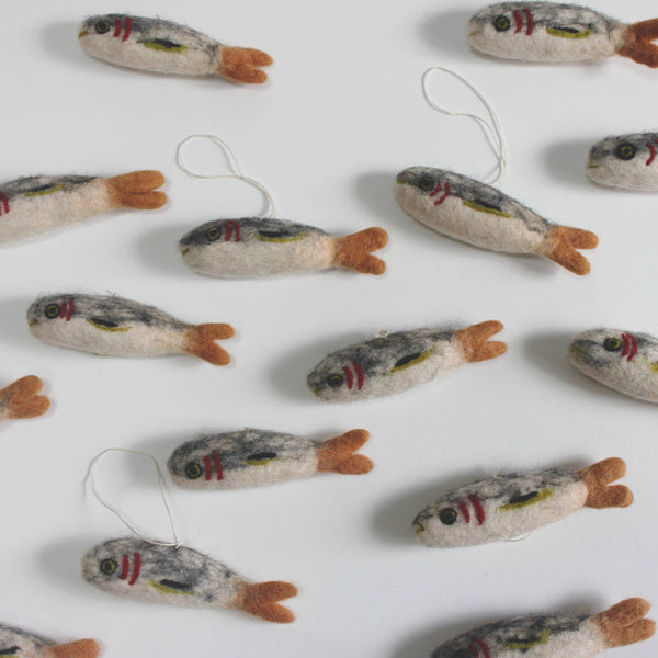Felted Wool Sardine Ornament Set
