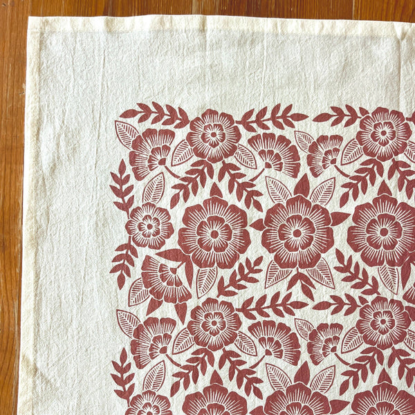Red Clay Floral Tea Towel