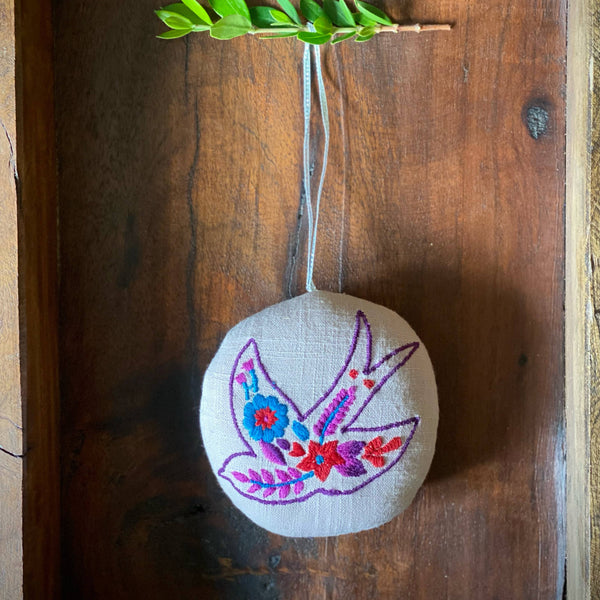 Joyful Bird Embroidered Ornament