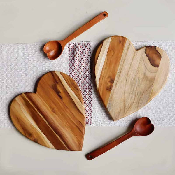 Heart-Shaped Teak Charcuterie Board