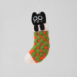 Cat in Checkered Stocking Ornament