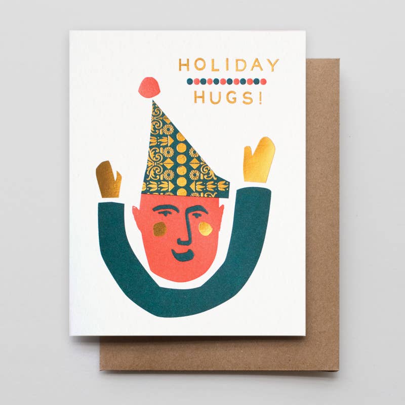 Holiday Hugs Elf Greeting Card