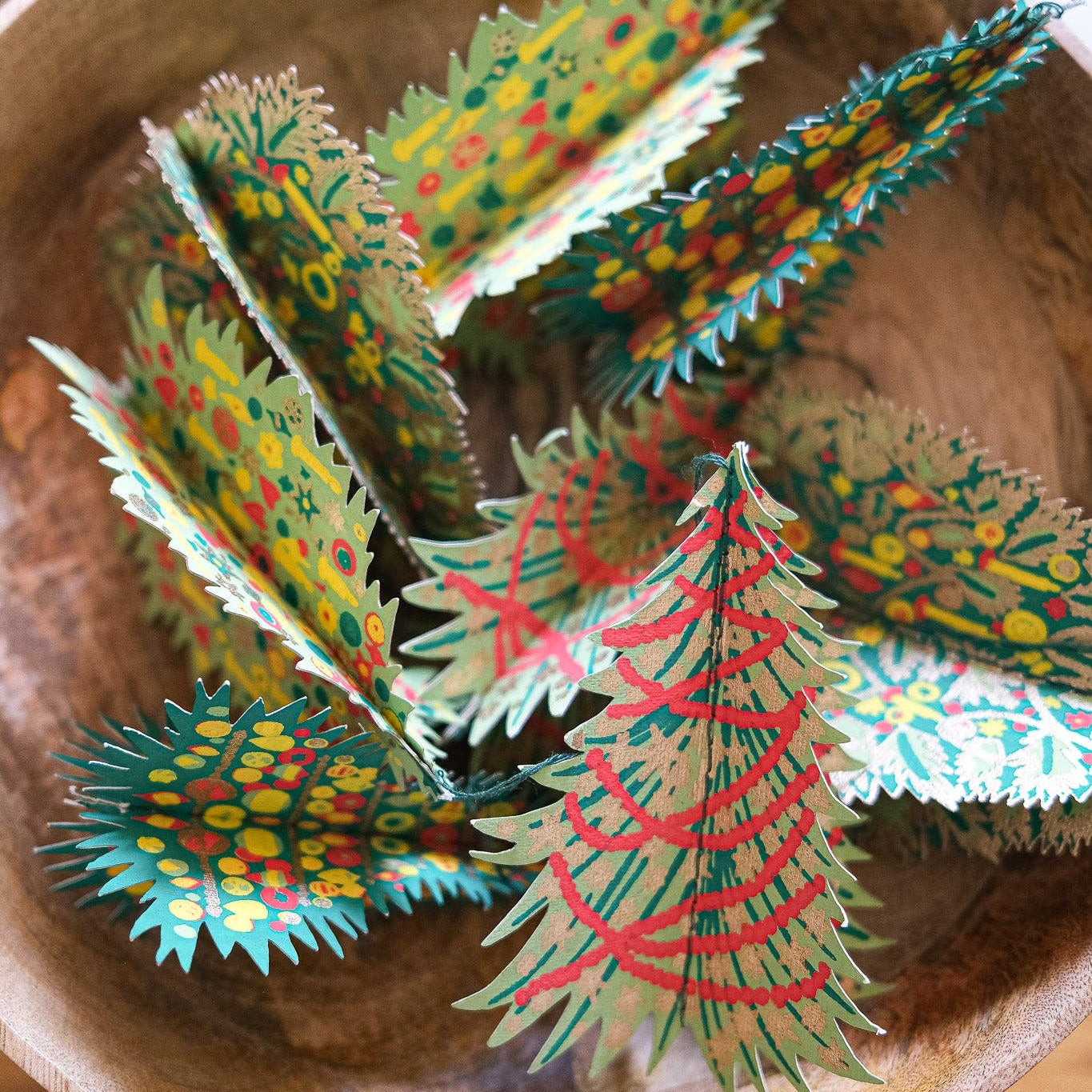 Decorated Trees Paper Ornaments