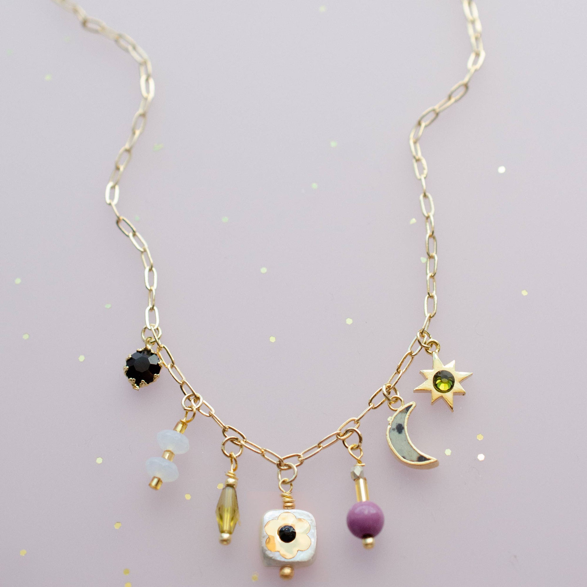 Floret Beaded Charm Necklace