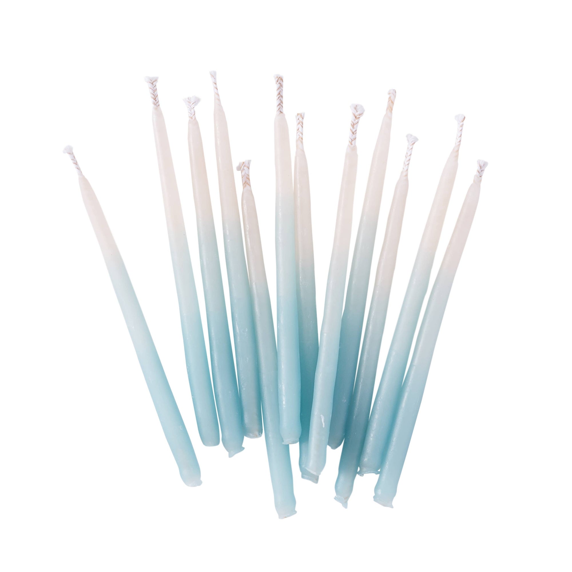 Set of gradient candles in blue and white on a white background