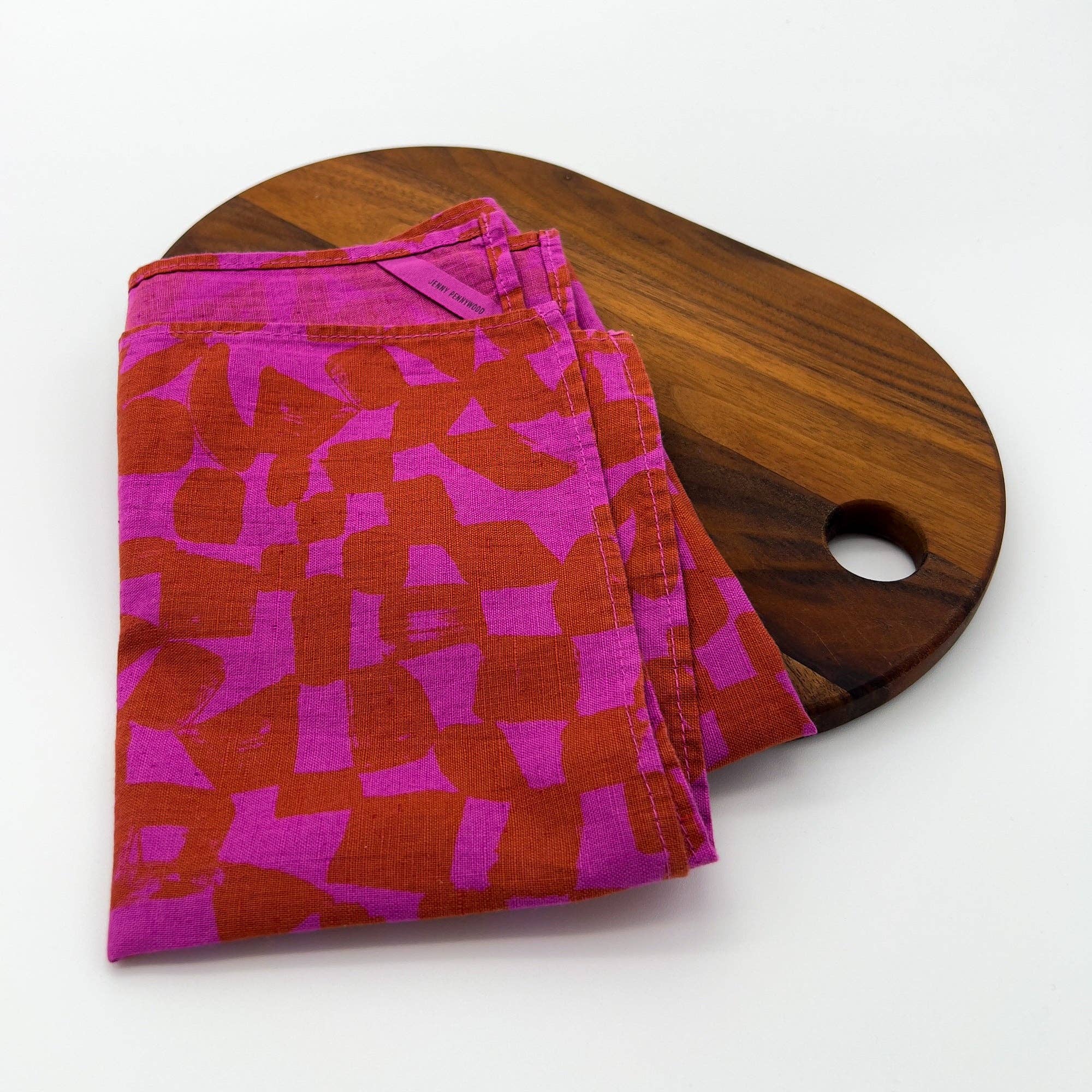 Checks Tea Towel Fuchsia & Amber