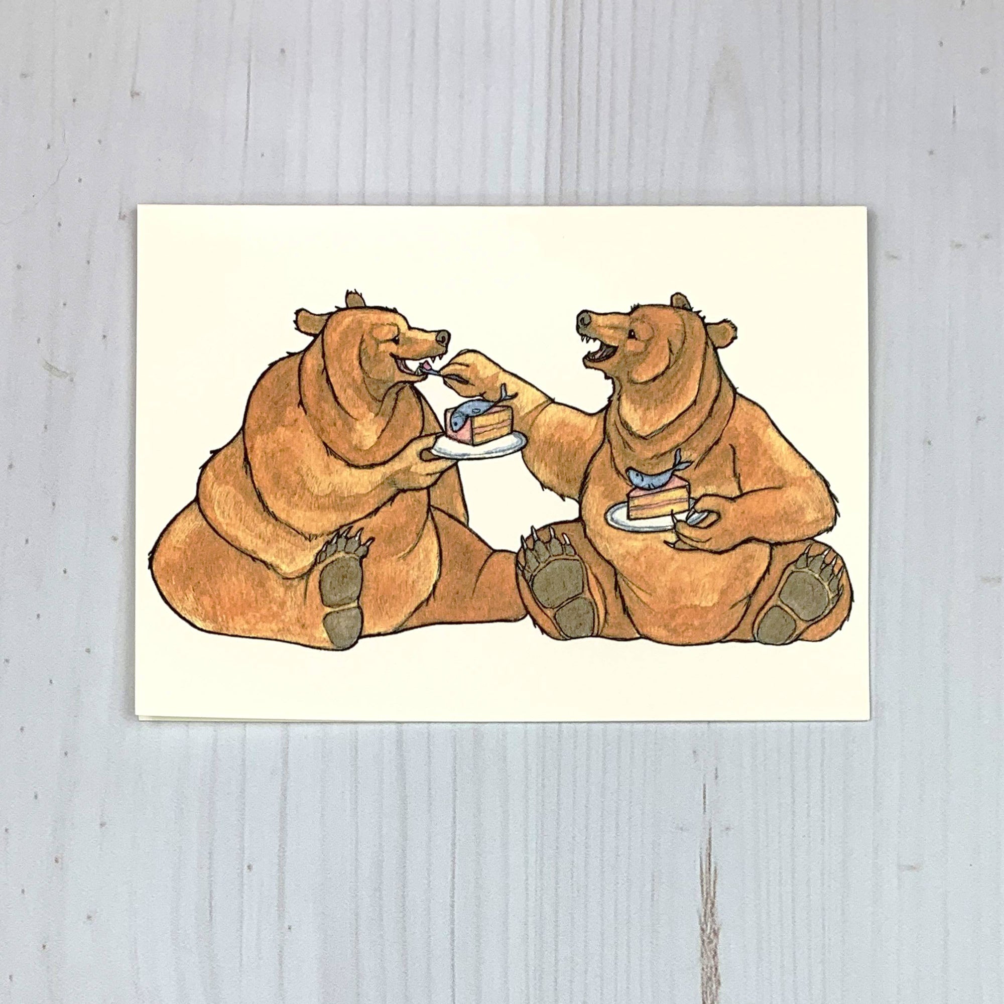Grizzlies Eating Cake Greeting Card
