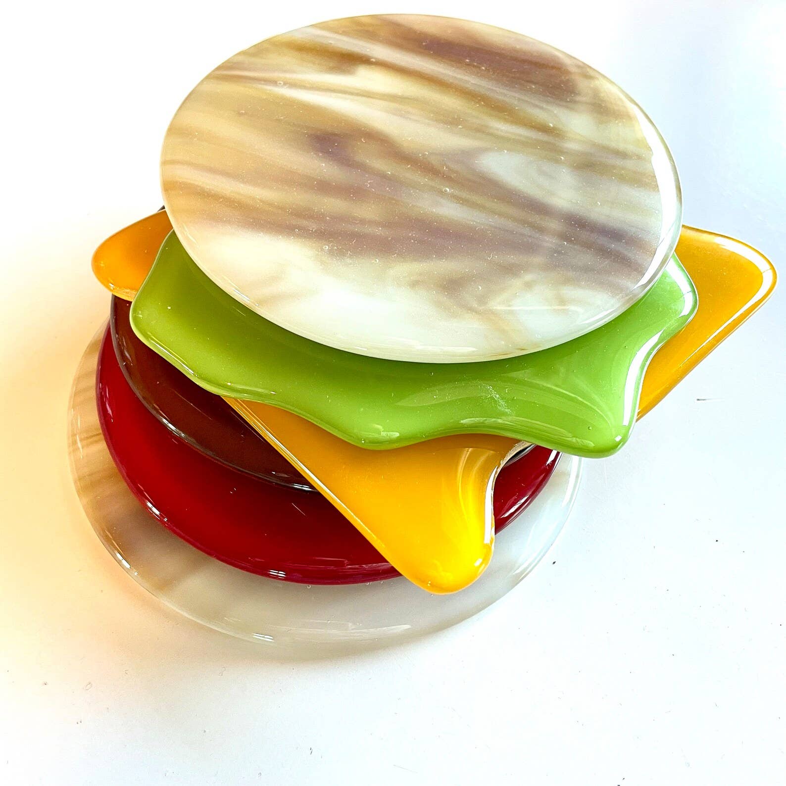 Glass Cheeseburger Coaster Set