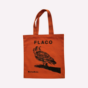 Flaco Tote Bag by Burring Books featuring an owl design on a durable fabric, perfect for everyday use.