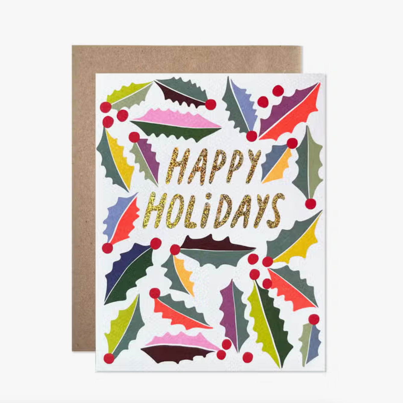 Happy Holidays Holly Greeting Card
