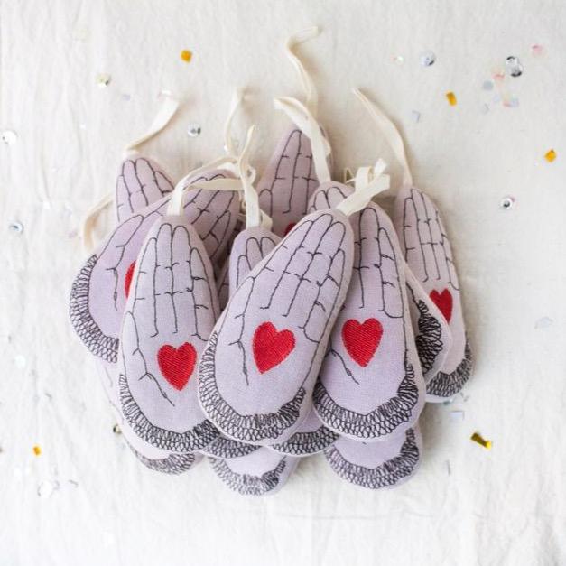 Heart in Hand Lavender Ornament