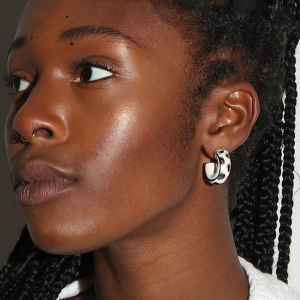 White Ceramic Hoop Earrings