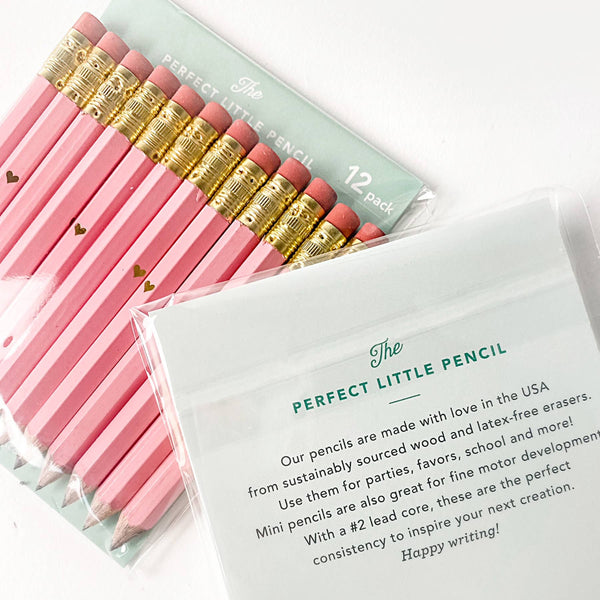 Mini Pencils - Gold Heart/Pink