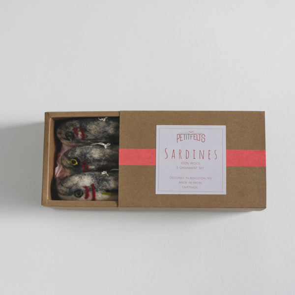 Felted Wool Sardine Ornament Set