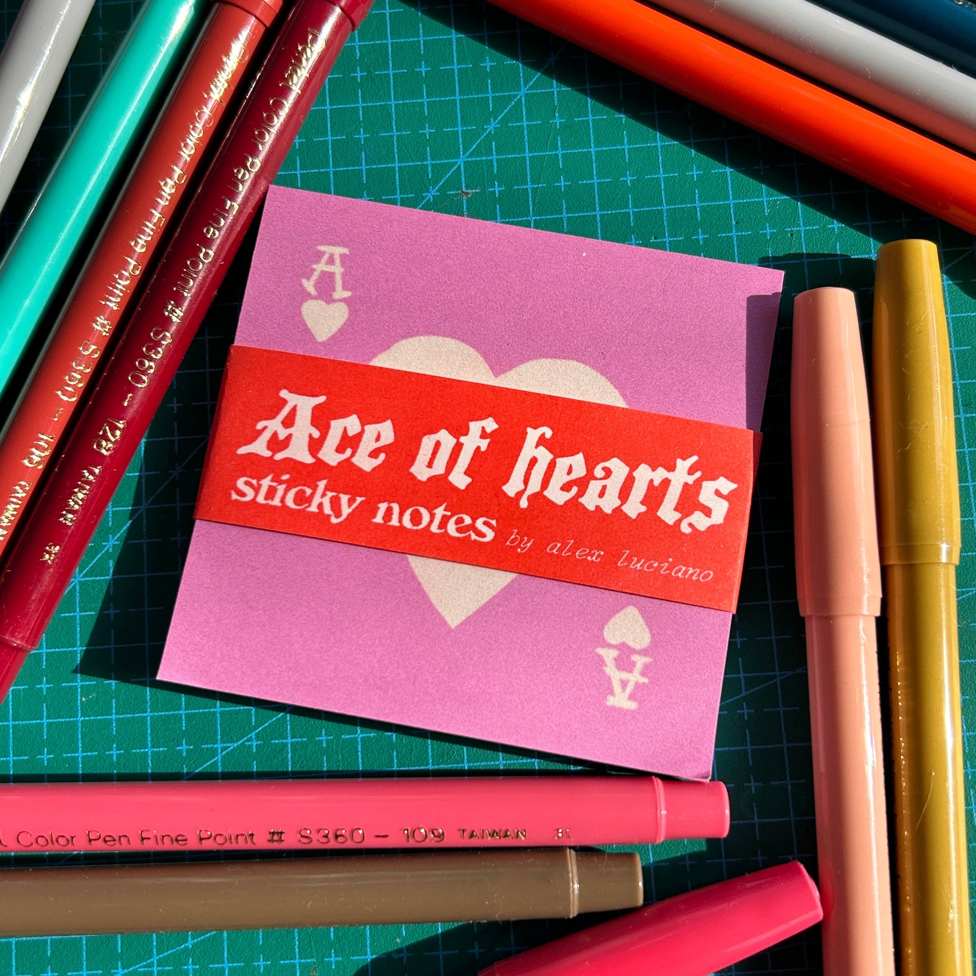 Ace of Hearts Sticky Note Pad