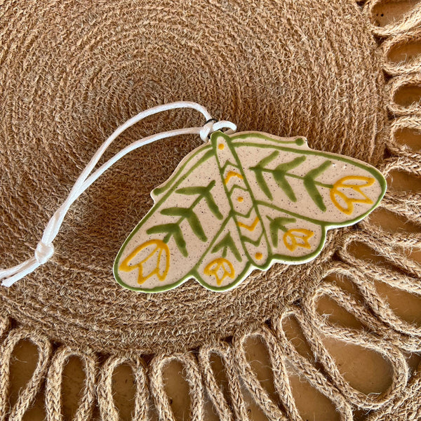 Floral Moth Ceramic Ornament
