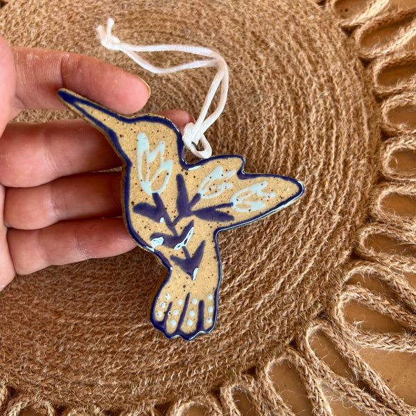 Floral Hummingbird Ceramic Ornament