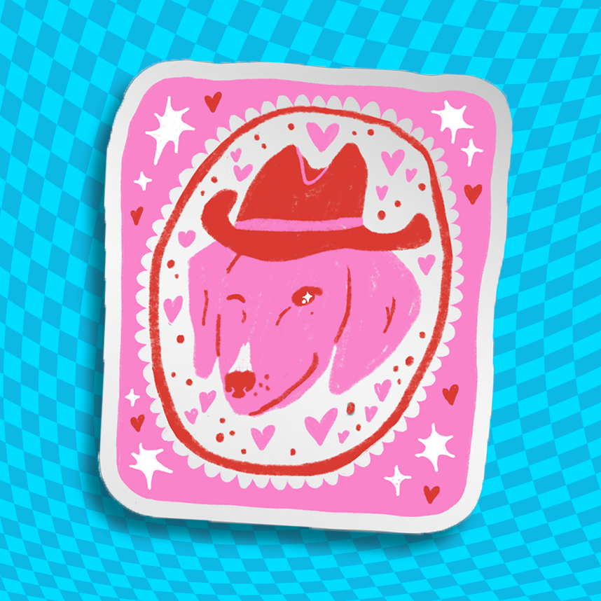 Cowboy Puppy Mirror Sticker - RIDER