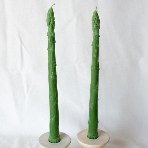 Beeswax Asparagus Taper Candle Pair