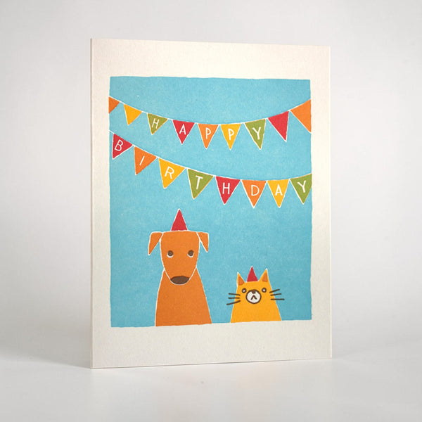 Cat & Dog Birthday Greeting Card